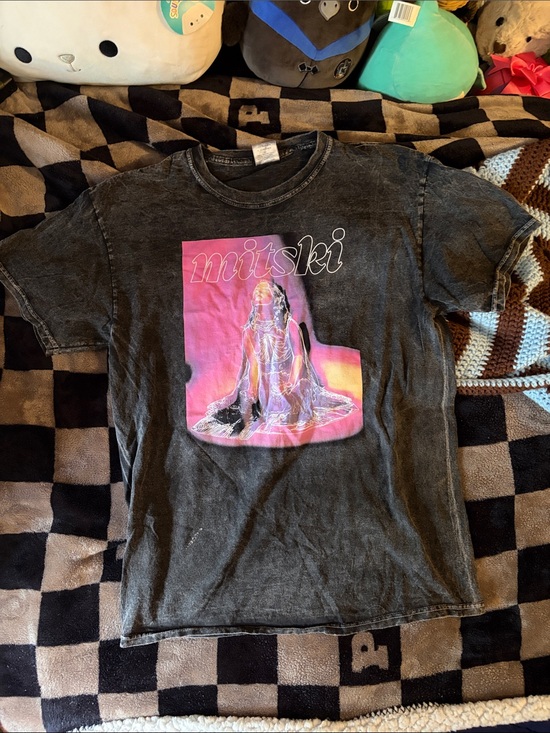 mitski Tops - Mitski Short Sleeve Graphic Tee - Black with Pink Art